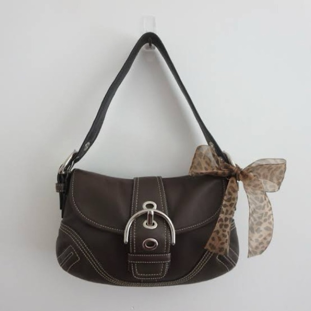 Brown Leather Shoulder Bag coach small soho